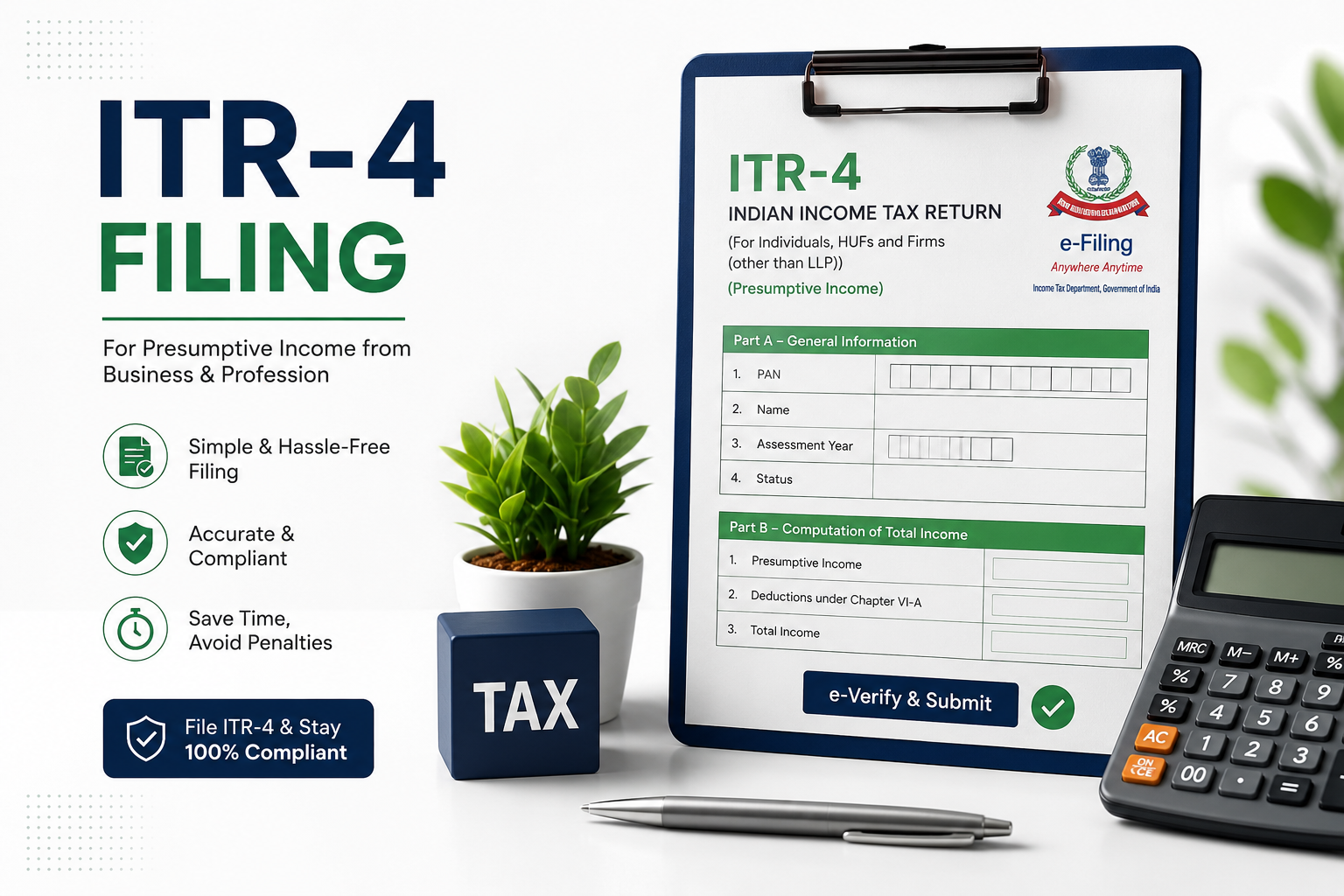 ITR-4 presumptive taxation filing guide for small taxpayers and HUFs